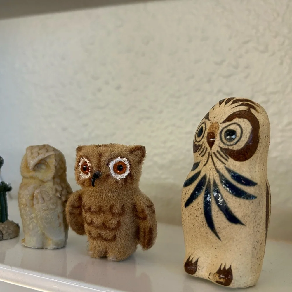 Vintage Charming Owl Figurine Set bundle deal Multicolor Home Decor collectible